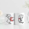 2pcs, Funny Humorous Valentine Coffee Mug Set, Humor Pattern 11oz Ceramic Mug Tea Cup Decorative Ideal
