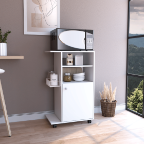 Opal Kitchen Cart, Single Door Cabinet, Four Casters (Color: White)